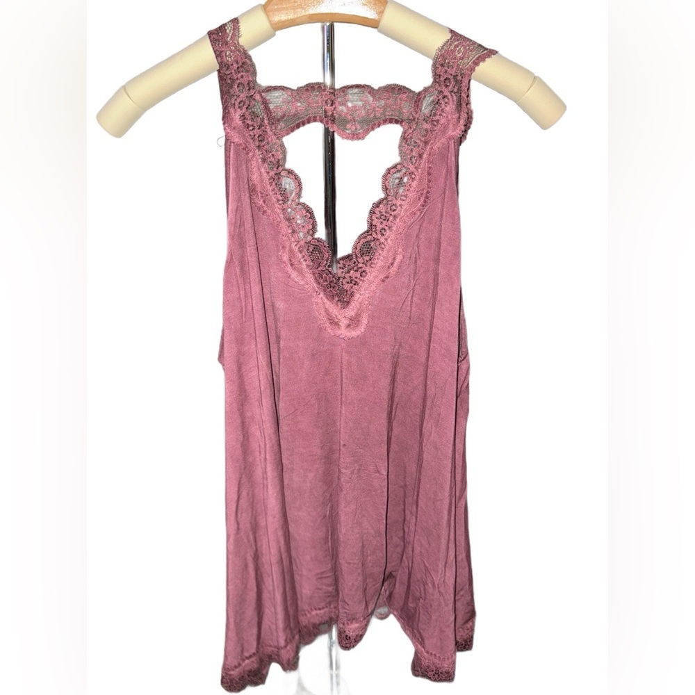 POL Lace Trim Tank Top in Dusty Rose - Picture 2 of 4